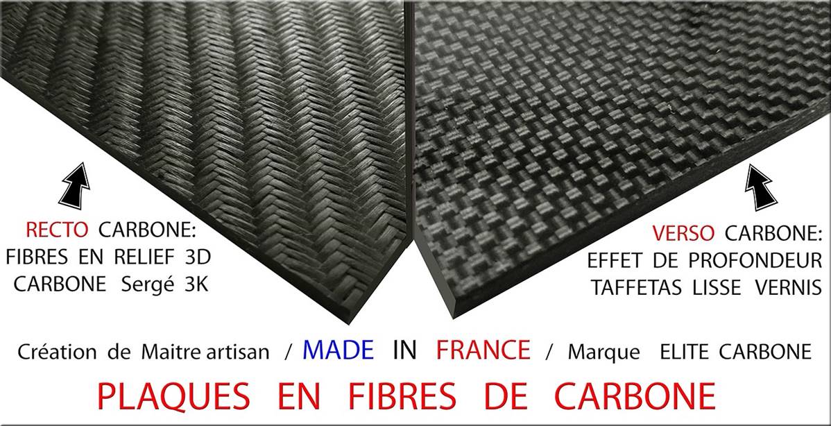 Plaque de Fiber de carbone 400 mat brillant uni, épaisseur 500-3.0